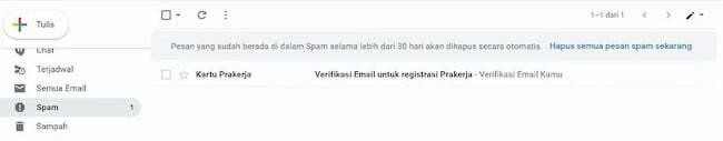 Cek pesan masuk pada Spam